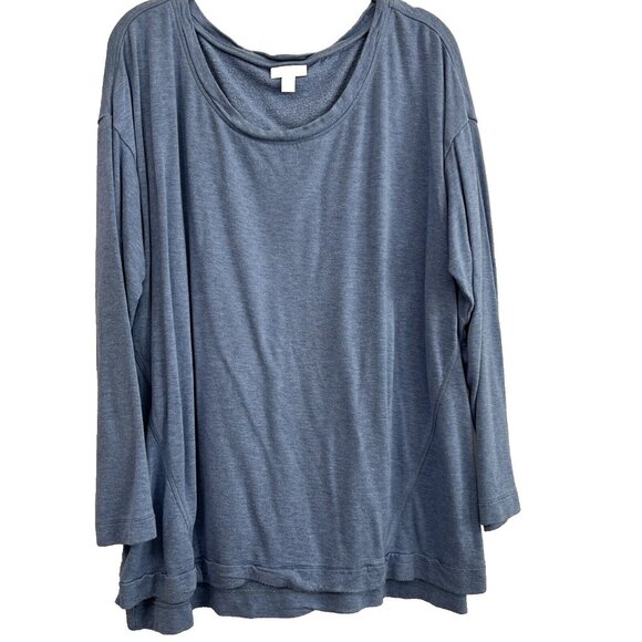 J Jill Fit Women's Top Size XL Blue Long Sleeve Pullover Stretch Rayon Spandex - Picture 1 of 7